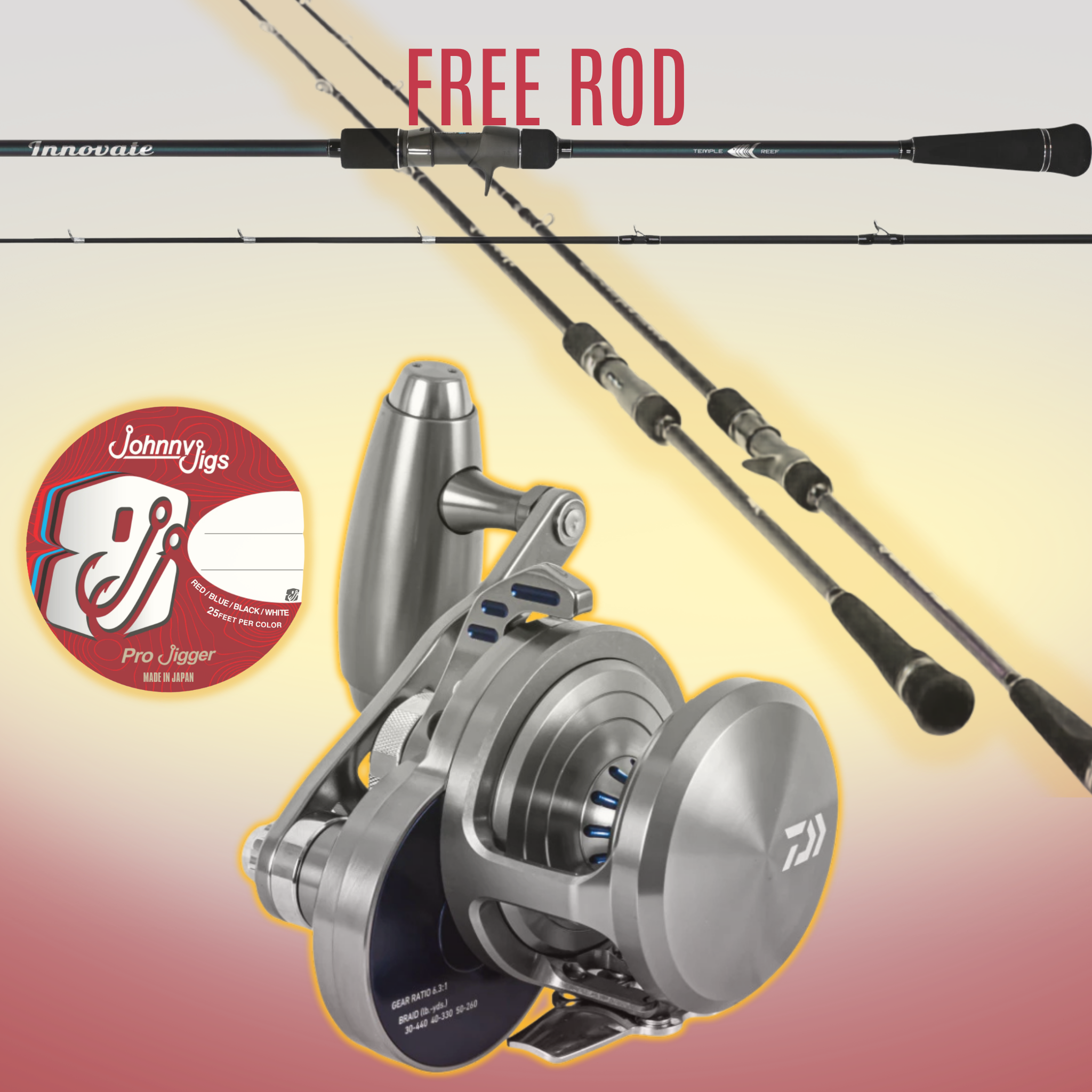 Saltiga LD Jigging Bundle | FREE Temple Reef Rod