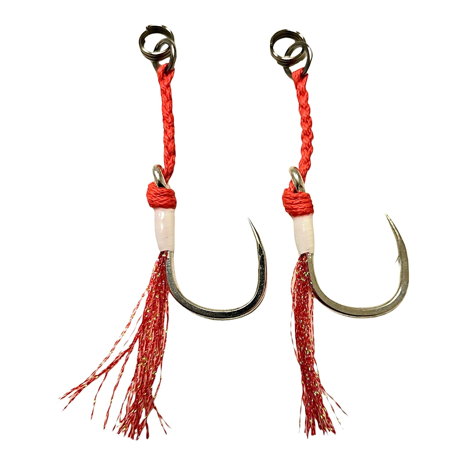 Pro Jigger Braided Single Assist Hooks with Split Ring 7/0