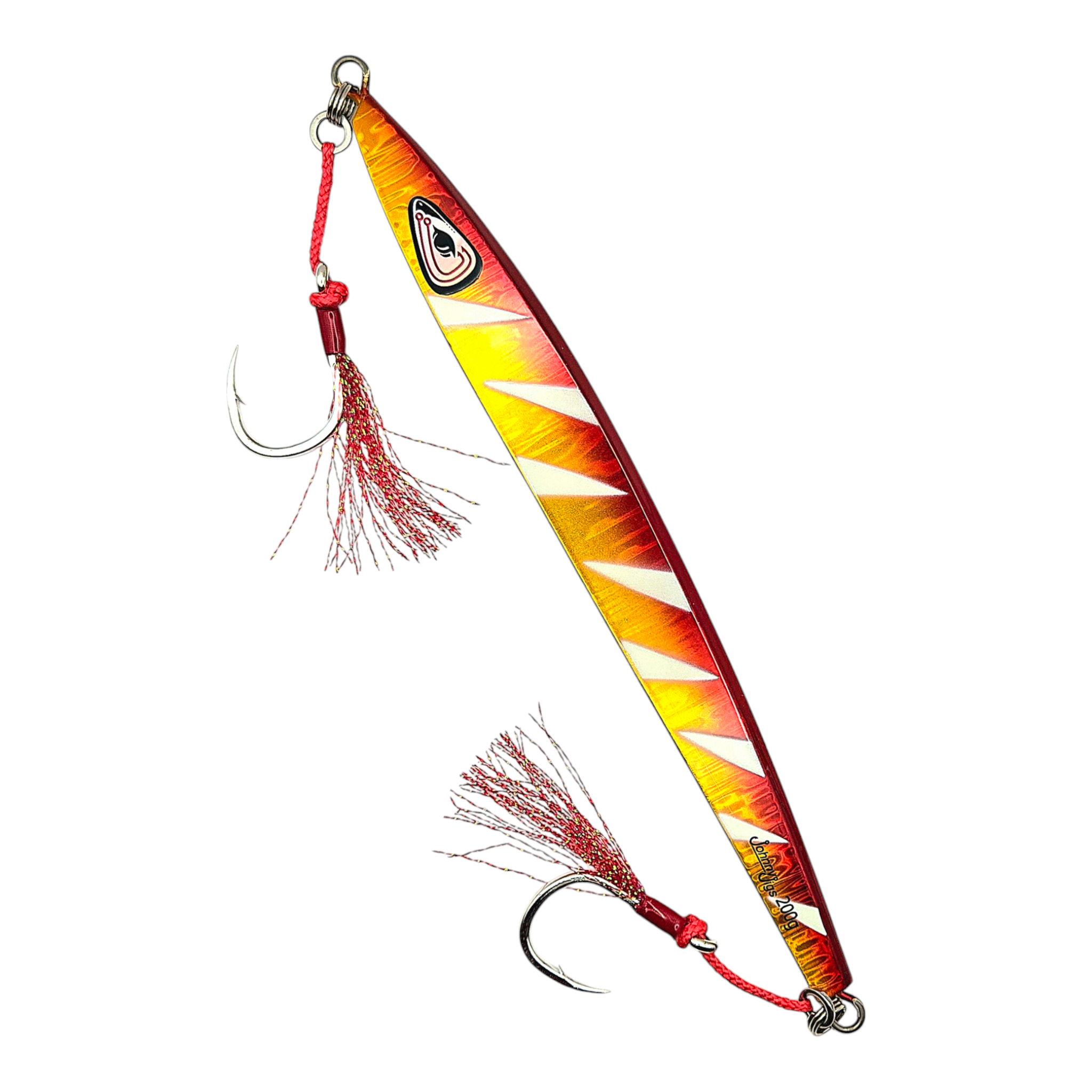 Flatty Zebra Gold/Red Glow Slow Pitch Jig | Johnny Jigs