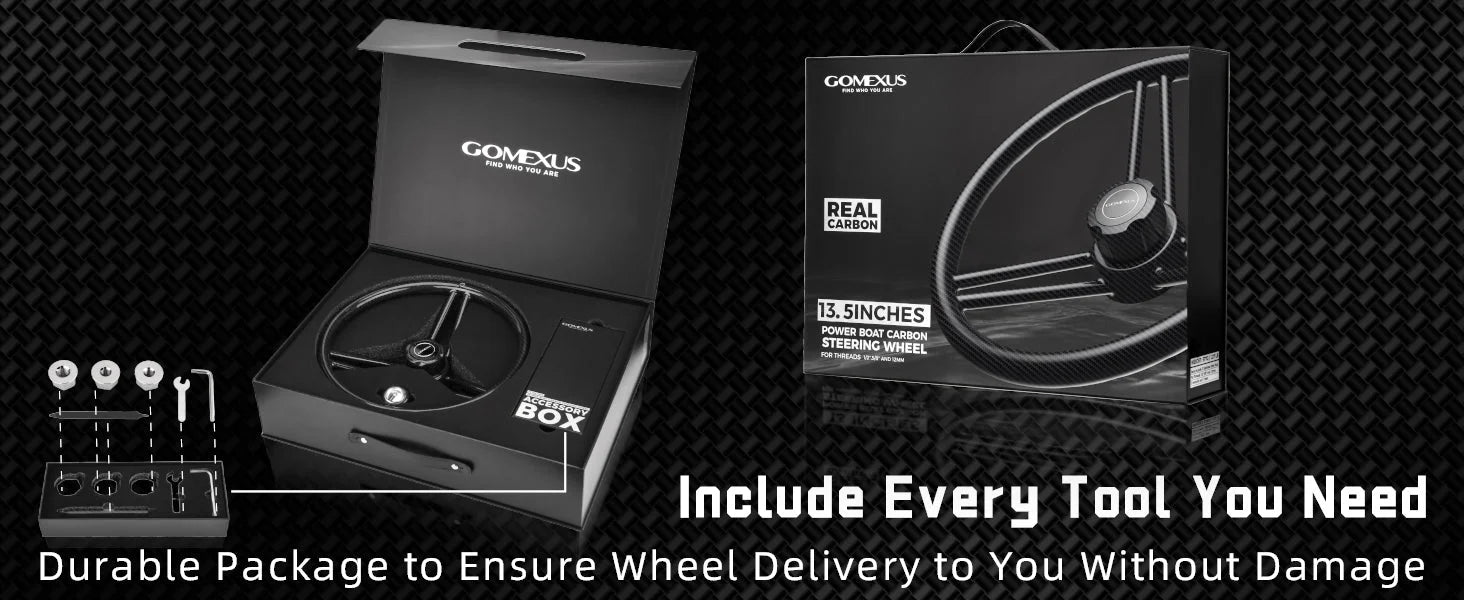 Gomexus Boat Steering Wheel Carbon Fiber 13.5″