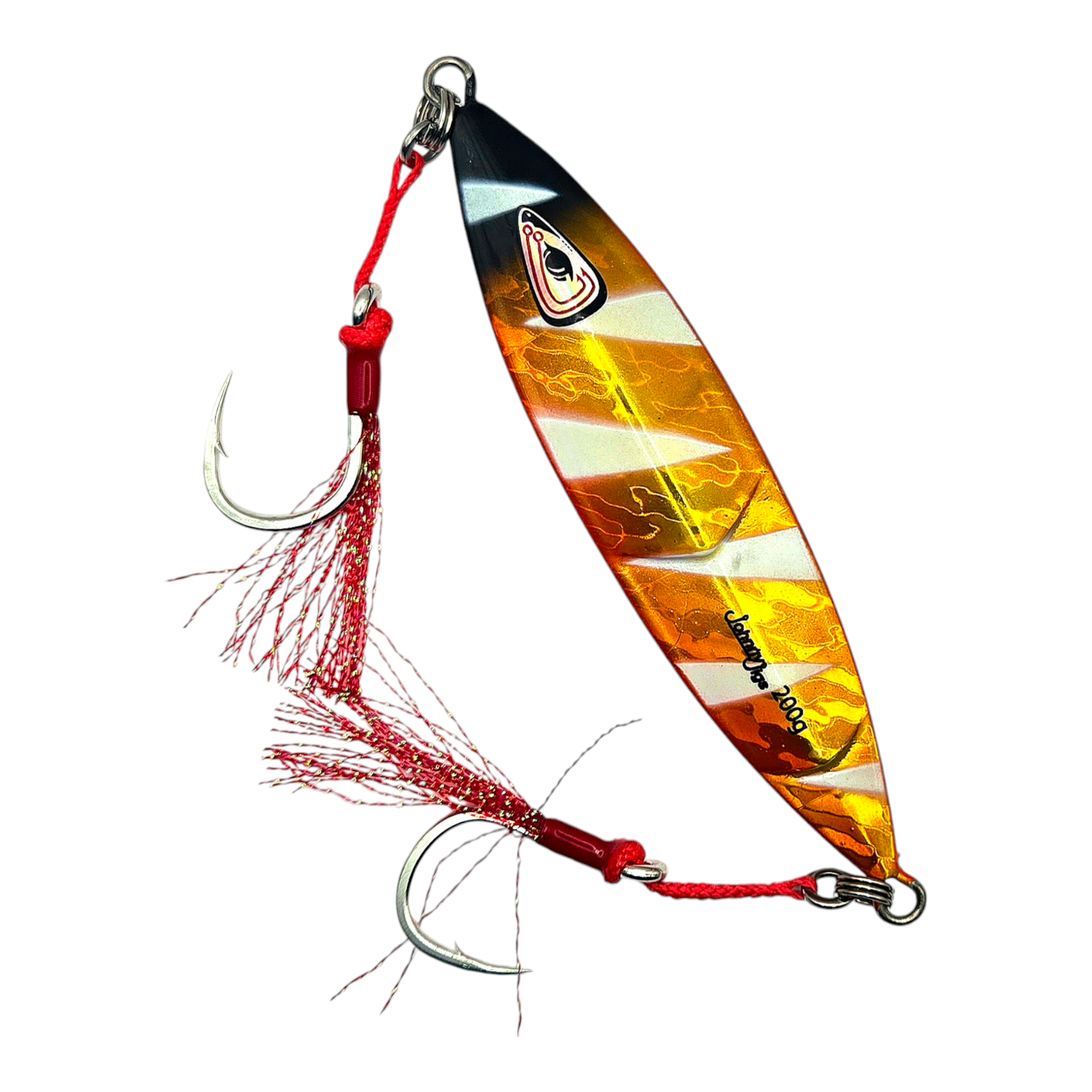 Ridged Orange/Gold Glow Slow Pitch Jig for Fishing | Johnny Jigs
