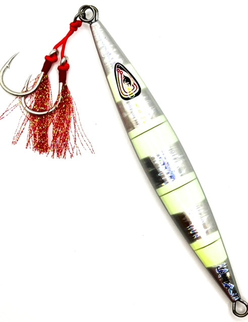 Jigs R Us Sardine Slow Pitch Jig Silver Glow 250g Rigged with Top