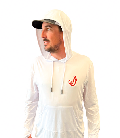 Johnnyjigs Long Sleeve Hooded Fishing Shirt with Topographical Art