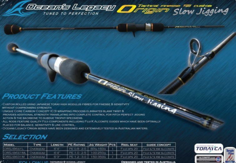 Ocean's Legacy Element Jigging Series Fishing Rod (Model: Deep Overhead /  ELDJ-B591H)