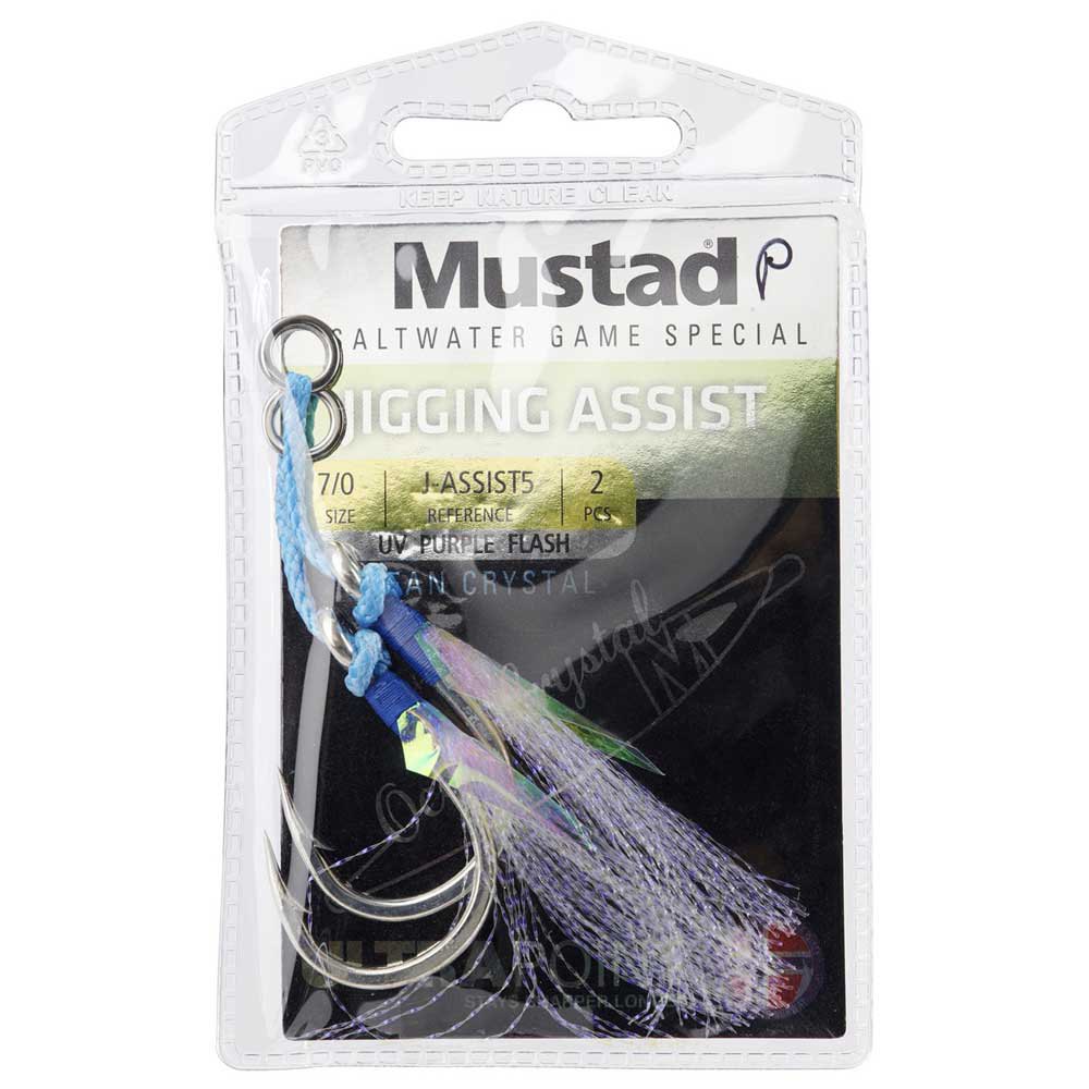 Mustad Heavy Duty Jigging Assist Hook with White Flash - 2 Per Pack