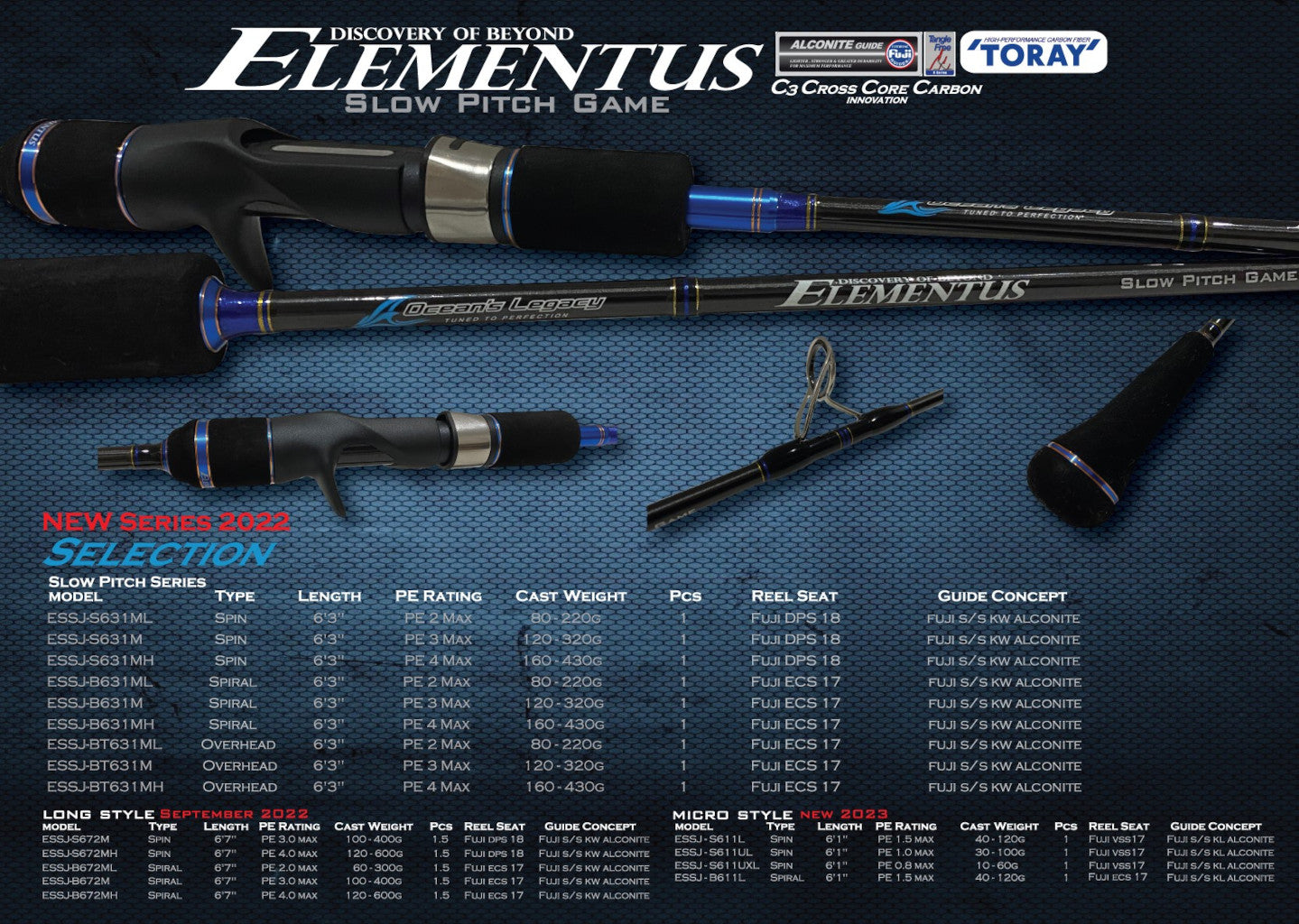 Ocean's Legacy Elementus LONG Slow Pitch Rod