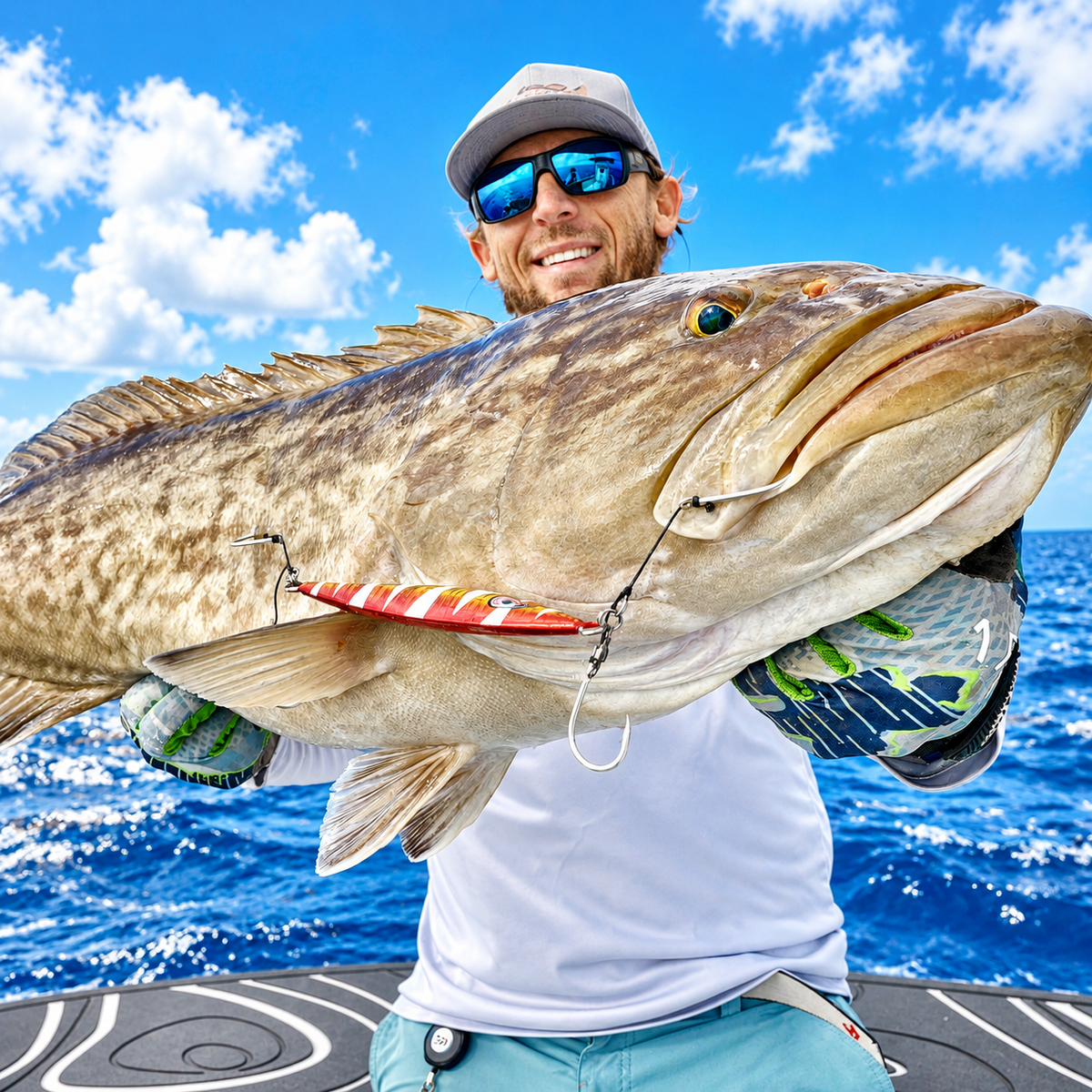 Flat Back Gold/Red Glow Slow Pitch Jig