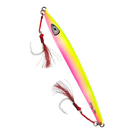 Flatty All Glow Slow Pitch Jig with assist hooksChartreuse and  Pink 