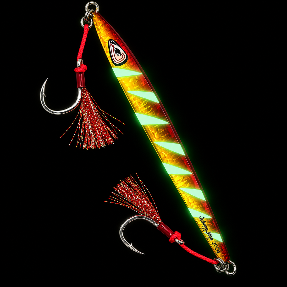 Flatty Zebra Gold/Red Glow Slow Pitch Jig