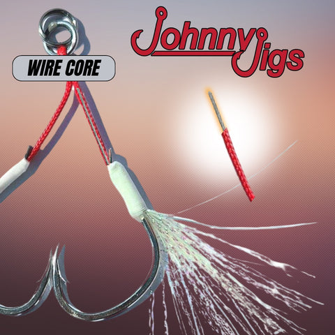 Pro Jigger Wire Core Twin Assist Hooks with Split Ring – Johnny Jigs
