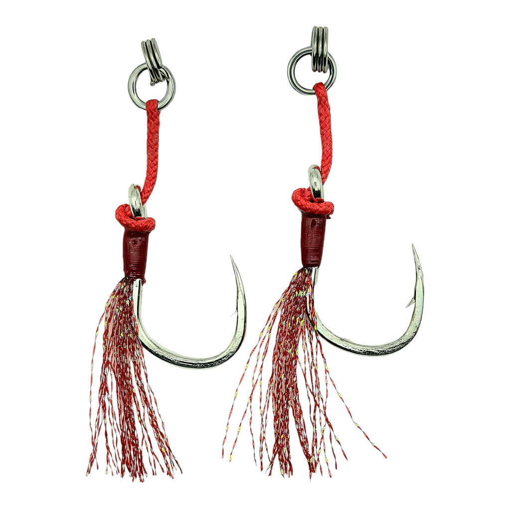 2 Pack of Size 2/0 Mustad Slow Pitch Jig Assist Hooks -Kevlar