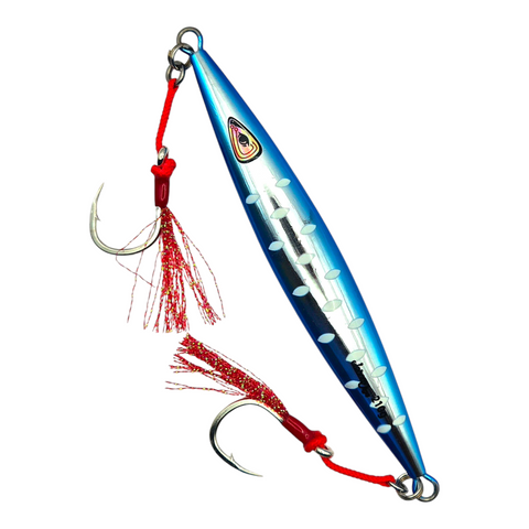 Tuna Teaser Slow Pitch jig pink and blue with assist hooks