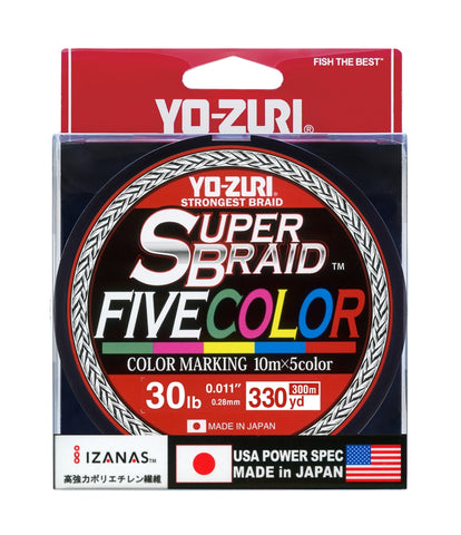 30lb Yo-Zuri Super Braid Five Color 330yds.