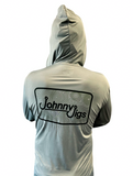 Johnnyjigs Long Sleeve Hooded Fishing Shirt with Topographical Art - Grey / Small - Grey / Medium - Grey / Large - Grey / X Large - Grey / 2 XL - Grey / 3 X Large