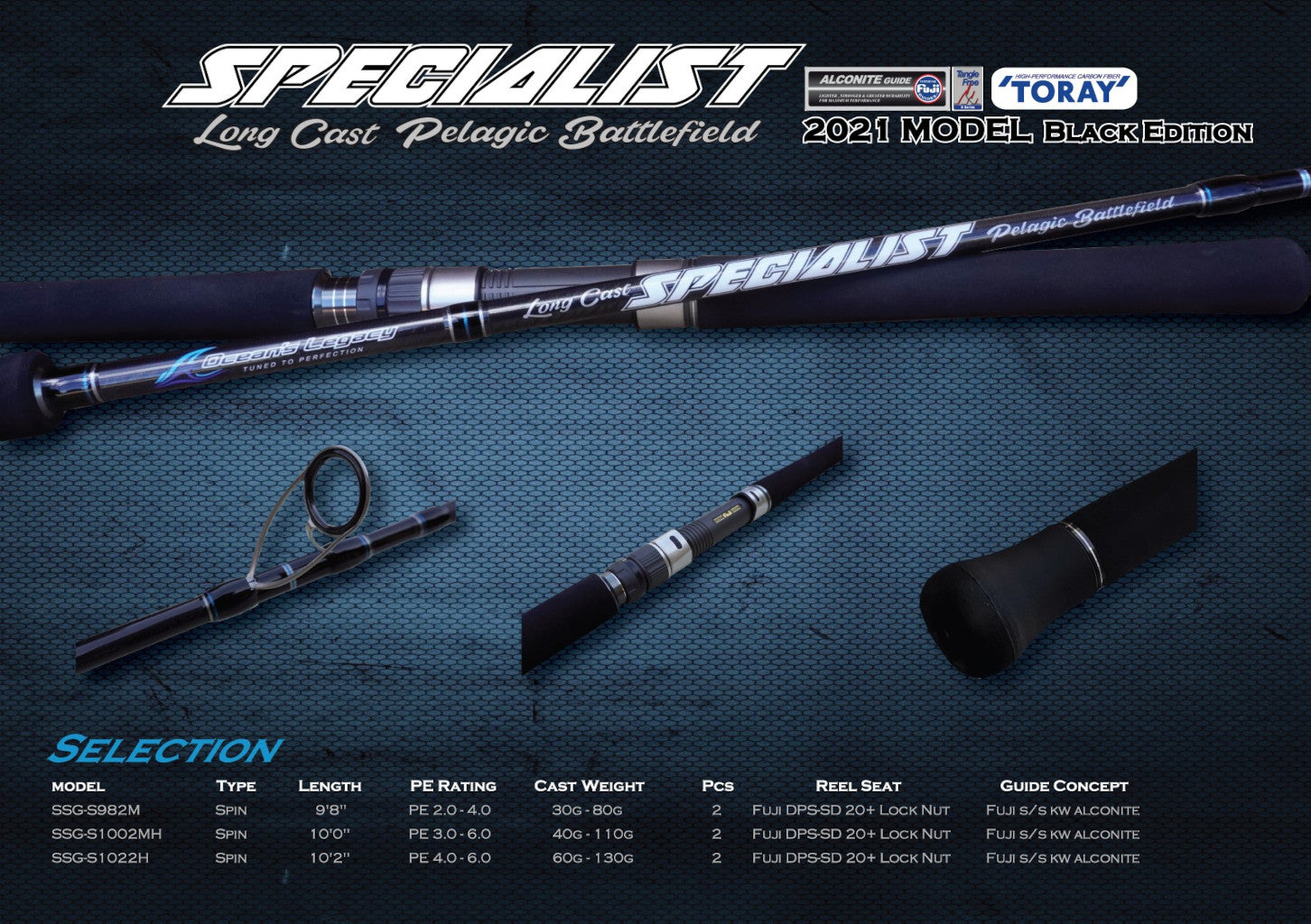 Ocean's Legacy Specialist Long Cast Landbased Spinning Rod