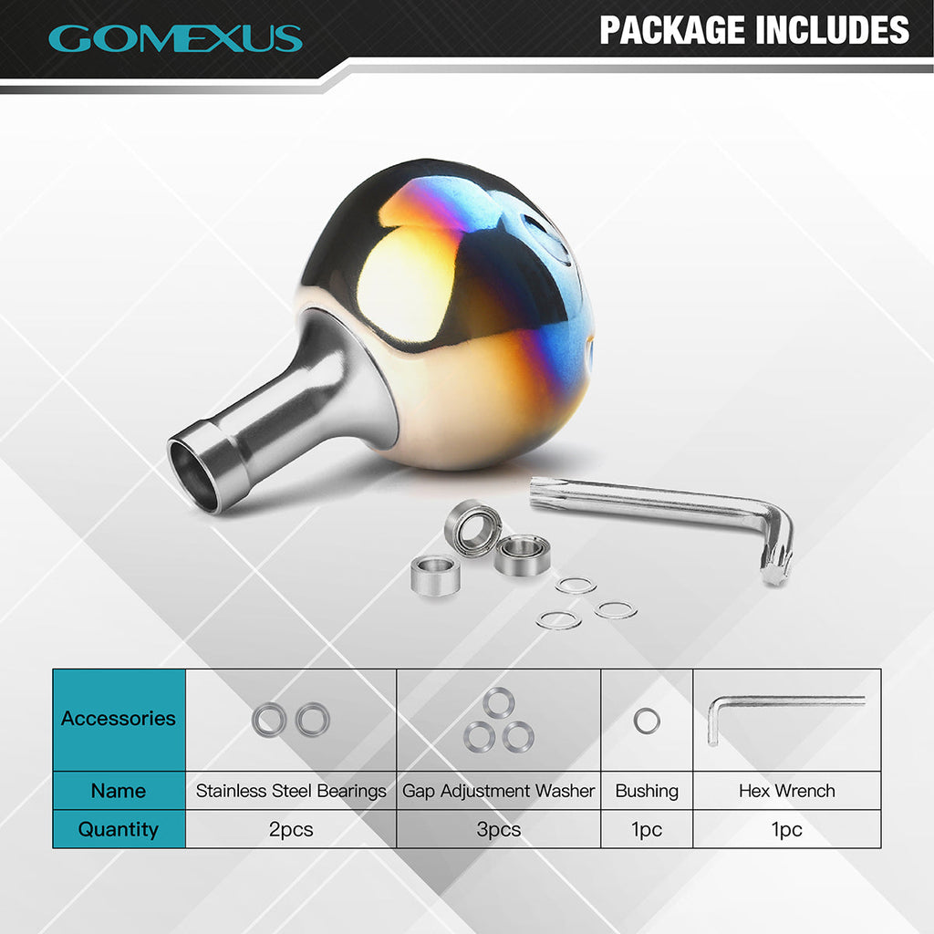 Gomexus Round Power Knob for Spinning Reel (Color: Black-Silver